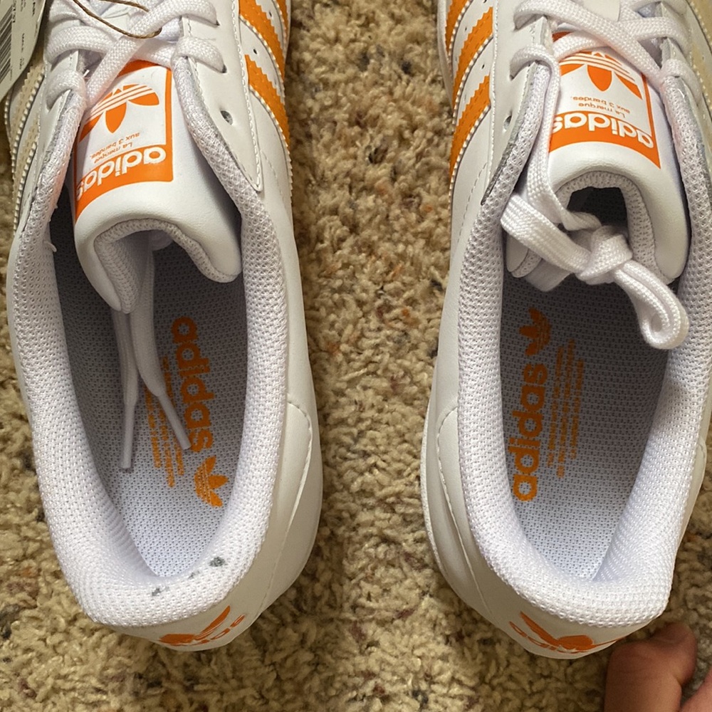 Mens Adidas Superstar Cloud White and Orange size 11.5 - Picture 5 of 6